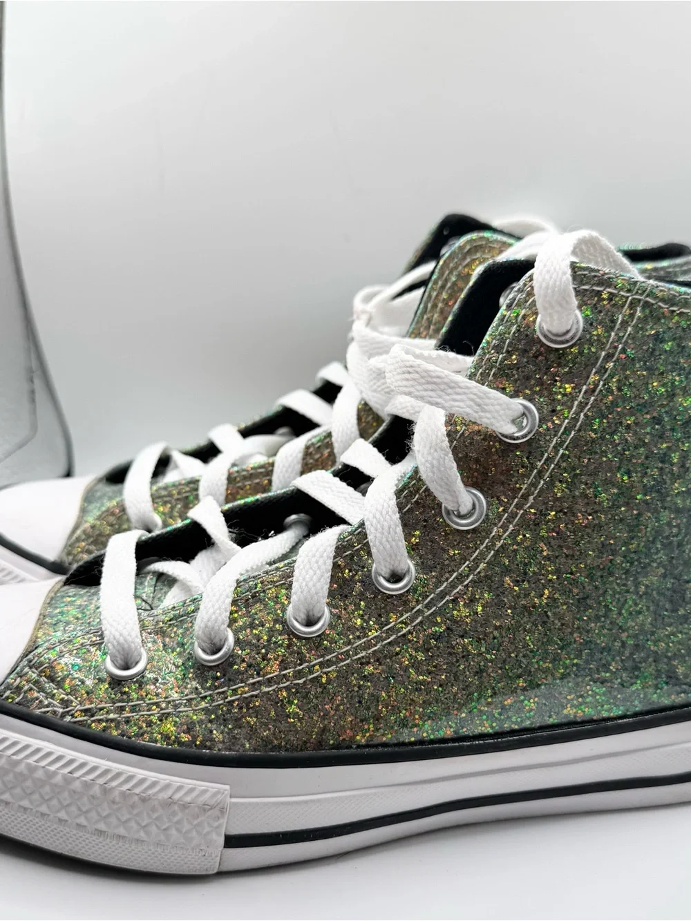 Converse Kids Green Glitter High-Top Sneakers